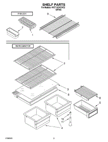 05 - Shelf parts for Whirlpool Refrigerator 4VET18GKGW02 from AppliancePartsPros.com