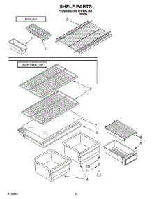 05 - Shelf parts for Whirlpool Refrigerator 5VET8WPKLQ00 from AppliancePartsPros.com