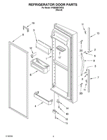 06 - Refrigerator Door parts for Whirlpool Refrigerator 4YGD25DCHT02 from AppliancePartsPros.com