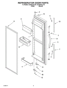 06 - Refrigerator Door parts for Whirlpool Refrigerator GD5NHGXLT01 from AppliancePartsPros.com