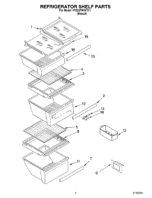 03 - Refrigerator Shelf parts for Whirlpool Refrigerator 4YED2FHKKT01 from AppliancePartsPros.com