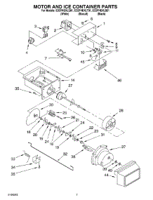 05 - Motor And Ice Container parts for Whirlpool Refrigerator ED2FHEXLB01 from AppliancePartsPros.com