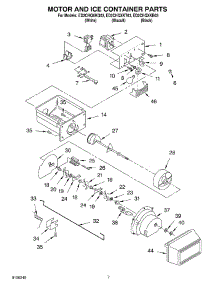06 - Motor And Ice Container parts for Whirlpool Refrigerator ED2CHQXKQ03 from AppliancePartsPros.com