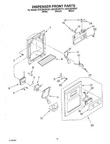 09 - Dispenser Front parts for Whirlpool Refrigerator ED2CHQXKQ01 from AppliancePartsPros.com