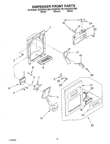 08 - Dispenser Front parts for Whirlpool Refrigerator GD5SHGXLQ00 from AppliancePartsPros.com