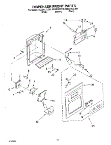 08 - Dispenser Front parts for Whirlpool Refrigerator GD5SHAXLQ00 from AppliancePartsPros.com