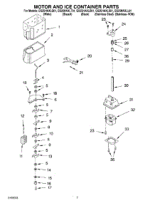 05 - Motor And Ice Container parts for Whirlpool Refrigerator GS2SHAXLT01 from AppliancePartsPros.com