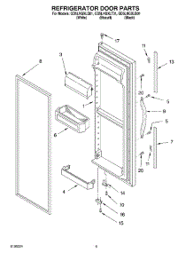 06 - Refrigerator Door parts for Whirlpool Refrigerator GD5LHGXLB01 from AppliancePartsPros.com