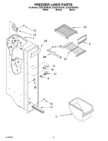 04 - Freezer Liner parts for Whirlpool Refrigerator ED5CHQXKB01 from AppliancePartsPros.com