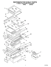 03 - Refrigerator Shelf parts for Whirlpool Refrigerator 4YED27DQFN04 from AppliancePartsPros.com