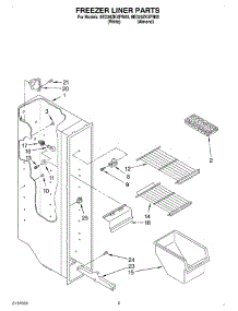 03 - Freezer Liner parts for Whirlpool Refrigerator 8ED20ZKXFW05 from AppliancePartsPros.com