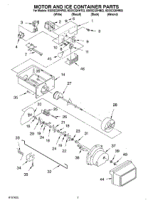 05 - Motor And Ice Container parts for Whirlpool Refrigerator ED25CQXHT03 from AppliancePartsPros.com