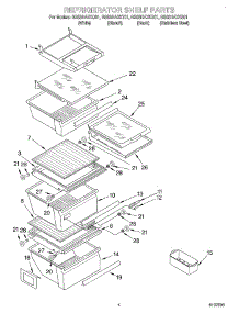 03 - Refrigerator Shelf parts for Whirlpool Refrigerator GS6SHAXKT01 from AppliancePartsPros.com