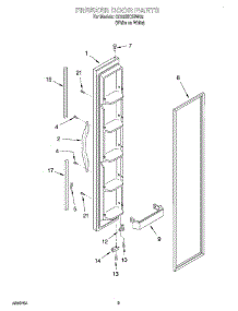 07 - Freezer Door parts for Whirlpool Refrigerator GD22DKXHW02 from AppliancePartsPros.com