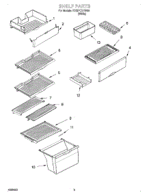 05 - Shelf parts for Whirlpool Refrigerator ET09PCXHW00 from AppliancePartsPros.com