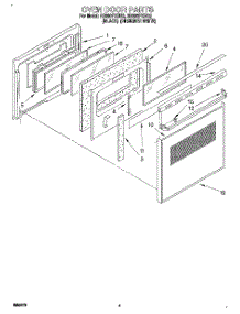 03 - Oven Door parts for Whirlpool Oven RB260PXBB2 from AppliancePartsPros.com