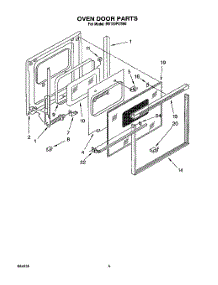04 - Oven Door parts for Whirlpool Oven RB100PXYB0 from AppliancePartsPros.com
