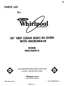 Front Cover parts for Whirlpool Oven RM278PXP0 from AppliancePartsPros.com