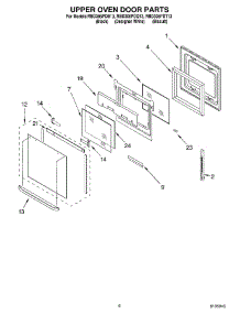 04 - Upper Oven Door parts for Whirlpool Oven RBD305PDB13 from AppliancePartsPros.com
