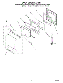 03 - Oven Door Parts parts for Whirlpool Oven GBD277PDQ09 from AppliancePartsPros.com