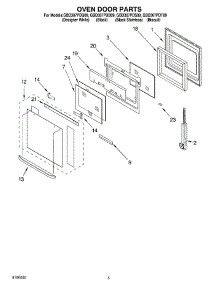 03 - Oven Door Parts parts for Whirlpool Oven GBD307PDB09 from AppliancePartsPros.com