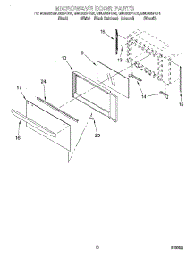 08 - Microwave Door parts for Whirlpool Oven GMC305PDS4 from AppliancePartsPros.com