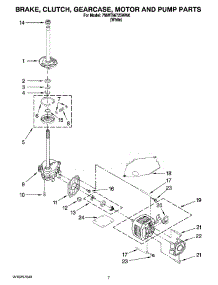 04 - Brake, Clutch, Gearcase, Motor And Pump Parts parts for Whirlpool Washer 7MWT96725WW0 from AppliancePartsPros.com