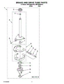 07 - Brake And Drive Tube Parts parts for Whirlpool Washer 7MWT99940VH0 from AppliancePartsPros.com