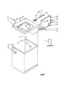 Top / Cabinet parts for Whirlpool Washer LBR4121JQ2 from AppliancePartsPros.com
