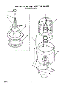 04 - Agitator, Basket And Tub parts for Whirlpool Washer LCR5244AW1 from AppliancePartsPros.com