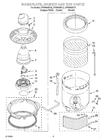 03 - Washplate, Basket And Tub parts for Whirlpool Washer GVW9959KQ0 from AppliancePartsPros.com