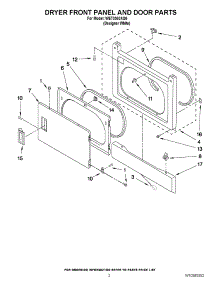02 - Dryer Front Panel And Door Parts parts for Whirlpool Washer Dryer Combo WET3300XQ0 from AppliancePartsPros.com