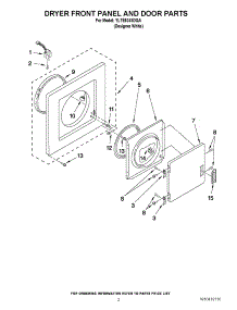 02 - Dryer Front Panel And Door Parts parts for Whirlpool Washer Dryer Combo YLTE5243DQA from AppliancePartsPros.com