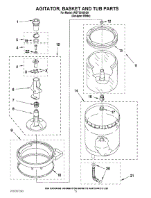 10 - Agitator, Basket And Tub Parts parts for Whirlpool Washer Dryer Combo WGT3300XQ0 from AppliancePartsPros.com