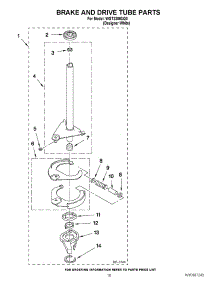 12 - Brake And Drive Tube Parts parts for Whirlpool Washer Dryer Combo WGT3300XQ0 from AppliancePartsPros.com