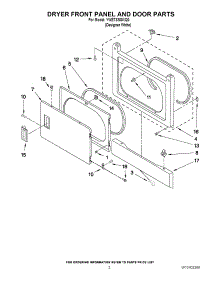 02 - Dryer Front Panel And Door Parts parts for Whirlpool Washer Dryer Combo YWET3300XQ0 from AppliancePartsPros.com