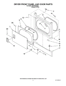 02 - Dryer Front Panel And Door Parts parts for Whirlpool Washer Dryer Combo WGT3300SQ2 from AppliancePartsPros.com