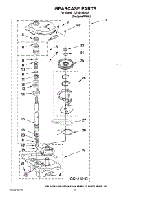 12 - Gearcase Parts parts for Whirlpool Washer Dryer Combo YLTE5243DQA from AppliancePartsPros.com