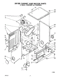 04 - Dryer Cabinet And Motor parts for Whirlpool Washer Dryer Combo LT5009XMW0 from AppliancePartsPros.com