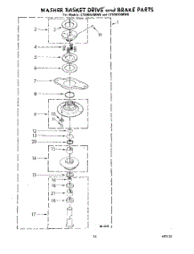 12 - Washer Basket Drive And Brake parts for Whirlpool Washer Dryer Combo LT5009XMW0 from AppliancePartsPros.com