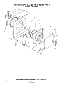 03 - Dryer Front Panel And Door parts for Whirlpool Washer Dryer Combo LT4900XMW1 from AppliancePartsPros.com