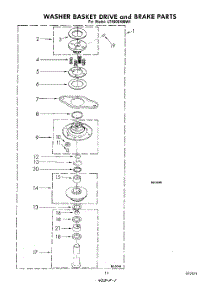12 - Washer Basket Drive And Brake parts for Whirlpool Washer Dryer Combo LT4900XMW1 from AppliancePartsPros.com
