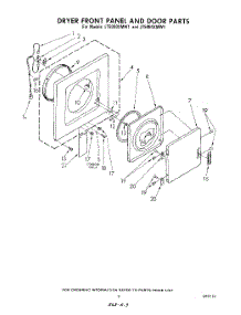 03 - Dryer Front Panel And Door parts for Whirlpool Washer Dryer Combo LT5004XMW1 from AppliancePartsPros.com