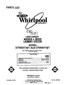 Front Cover parts for Whirlpool Washer Dryer Combo LT5004XTW1 from AppliancePartsPros.com