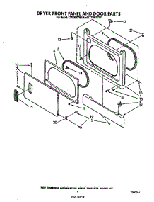 Dryer Front Panel And Door parts for Whirlpool Washer Dryer Combo LT5004XTW1 from AppliancePartsPros.com