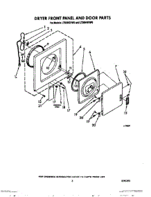 03 - Dryer Front Panel And Door parts for Whirlpool Washer Dryer Combo LT5000XVW0 from AppliancePartsPros.com