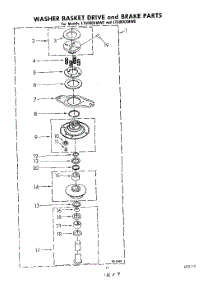 14 - Washer Basket Drive And Brake parts for Whirlpool Washer Dryer Combo LT5004XMW0 from AppliancePartsPros.com