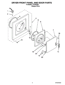 02 - Dryer Front Panel And Door Parts parts for Whirlpool Washer Dryer Combo LTE5243DQ8 from AppliancePartsPros.com