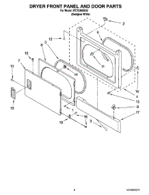 02 - Dryer Front Panel And Door Parts parts for Whirlpool Washer Dryer Combo WET3300SQ2 from AppliancePartsPros.com