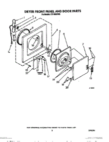 03 - Dryer Front Panel And Door parts for Whirlpool Washer Dryer Combo LT5100XVW0 from AppliancePartsPros.com